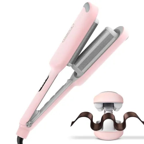 TYMO ROVY Rizador de Pelo Ondas, Beach Waves Plancha Ondas 32 mm para Grandes Rizos, Ideal para Principiantes, Rulos Ondulados Instantáneos, Ondulador de Pelo Iónico con 4 Temperaturas, Pantalla LED