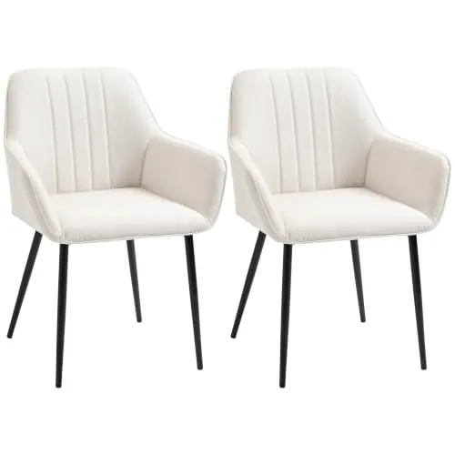 HOMCOM Pack de 2 Sillas de Comedor con Asiento Acolchado Beige