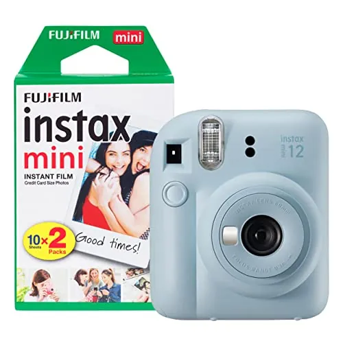 Fujifilm Instax Mini 12 - Cámara instantánea con Paquete de 20 películas de Disparo, Color Azul Pastel