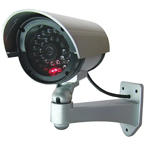SL Tempo Di Saldi Cámara de vigilancia Falsa para Exterior, luz LED, Color Plateado, ‎11 x 20 x 23 cm