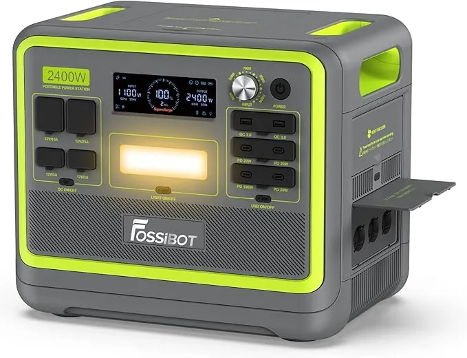 FOSSiBOT Estacion de Energia Portatil F2400, Batería LiFePO4 2048 Wh, 3 Tomas de CA Para un Total de 2400W de Potencia (4800W de Pico), Generador Solar Portatil para Camping, Viajes