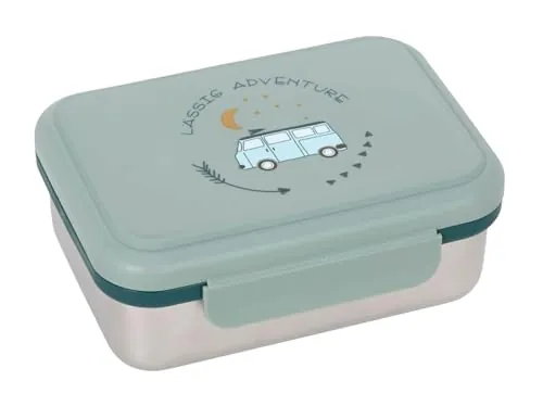 LÄSSIG Fiambrera para niños de acero inoxidable Fiambrera para el desayuno sostenible para el jardín de infancia/Lunchbox Adventure Bus