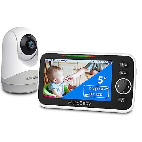 HelloBaby 5" Cámara Vigilancia Bebé, Vigilabebes con Cámara sin WiFi