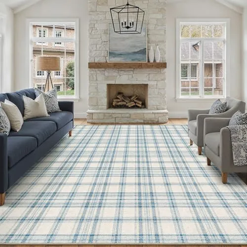 PureCozy Alfombra Salon 200x300cm Azul Lavable Moderno Alfombras