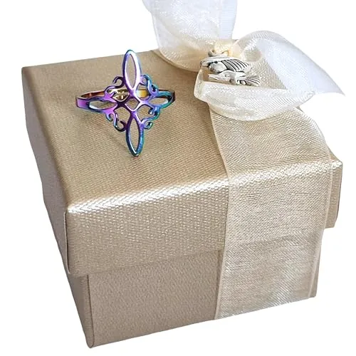 Simboliks Nudo de Bruja anillo arcoiris ajustable Protección Wicca Hechizo de Bruja Celta amuleto de brujería Cruz bruja Anillo Wiccan Protección Ancestral Amuleto de Protección Buenas Energías