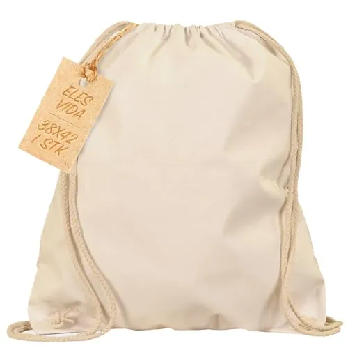 ELES VIDA Bolsa de deporte 1 unidad 38 x 42 cm – Mochila de tela, bolsa de algodón, tote bag, saco de yute certificado Oeko-TEX® para mujer, hombre y niños – Gym bag para pintar - naturaleza