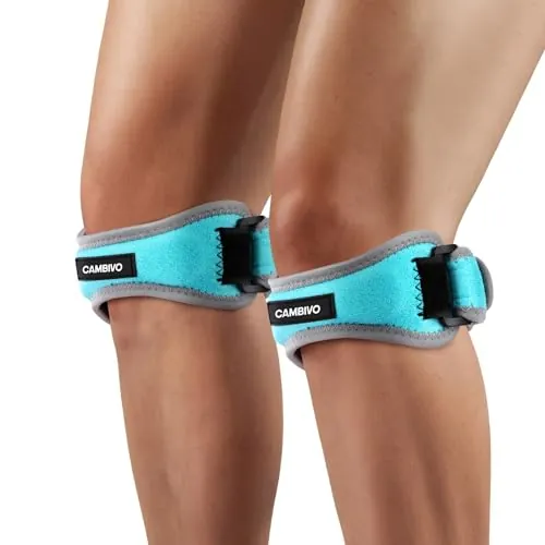 CAMBIVO Rodillera Adjustable x2, Cinta Rotuliana, Rodilleras Menisco y Ligamento con Correa para Tendón Rotuliano, Correr, Saltar, Gym, Alivio de la Tendinitis, Estabilización de la Articulación