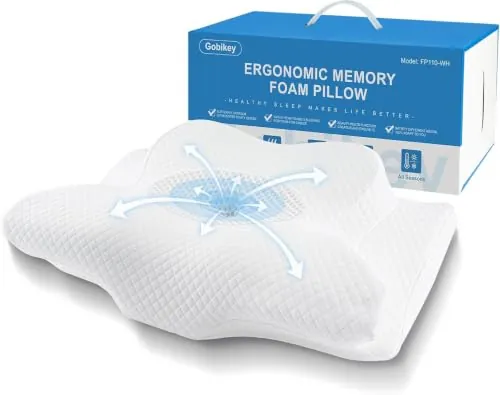 Almohada Cervicales y Cuello, Almohada Cervical de Espuma Viscoelastica | Almohadas Antironquidos para Dormir de Lado, Espalda y Estómago, 60x36x11/13cm, Blanco