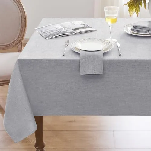 Softalker Mantel Antimanchas 240x140 cm Mesa Rectangular Manteles Gris Impermeable Lino de imitación Protector Mesa Comedor Decorativo para Exterior, Navidad, Fiestas, Cumpleaños, Marrón Rosado