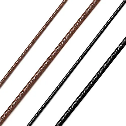Richsteel 2mm Collar Hombre & Mujer de Cordones Trenzados Encerado Marrón 40cm Cordón para colgantes con Buen Cierre Acero inoxidable