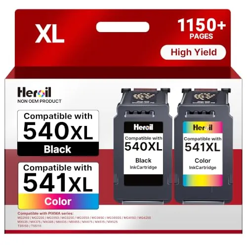 Heroil PG540 XL CL541 XL Tinta Impresora para Canon 540 y 541 sustitución Cartuchos para Canon 540 541 XL para Canon TS5150 para Pixma MG3650S MG3650 MG3600 MG4250 MX475 TS5100 MG3150 (Negro y Colour)