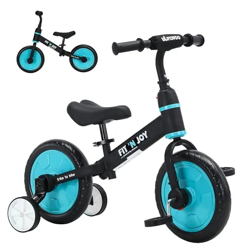 UBRAVOO Fit 'n Joy Bicicleta de Entrenamiento para niños pequeños, Bicicleta de Equilibrio 4 en 1 para niños con Pedales y Ruedas de Entrenamiento, Triciclo para Andar en Bicicleta para 2-5
