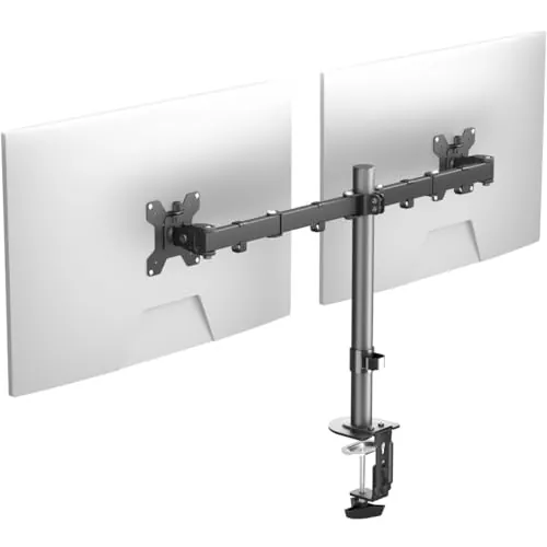 Pholiten Soporte 2 Monitores para Pantallas LED LCD de 13-32 Pulgadas, Brazo Monitor Ajustable en Altura con Inclinación, Giro y Rotación, VESA 75x75/100x100 hasta10 kg