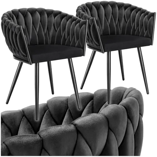 tectake® Juego de Sillas de Comedor, Acolchada con Tapizado de Terciopelo