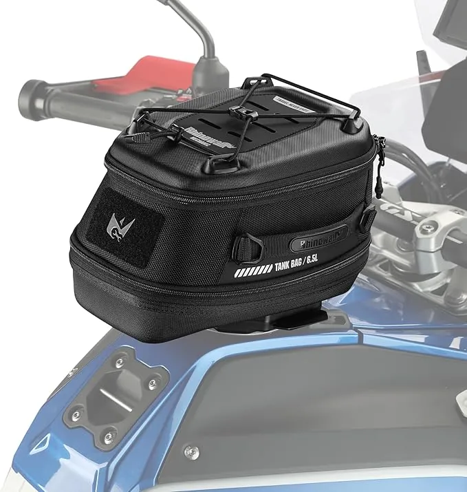 Rhinowalk Bolsa de depósito para moto 5 L-6,5 L con fuerte liberación rápida magnética, bolsa de depósito magnética con cubierta impermeable, apta para Harley Davidson, Indian, Honda, Yamaha, Suzuki y