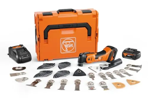 FEIN Multimaster batería AMM 700 Max Top 4.0 Ah AS, con 60 accesorios para obras en interiores y reformas.Compatible con baterías AMPShare/BOSCH 18V.con cargador GAL 1880 y 2 baterías Li-Ion 18V/4Ah