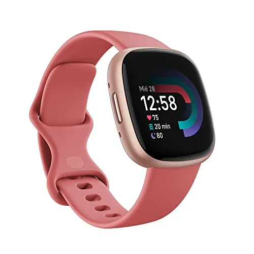 Fitbit Google Versa 4, el smartwatch Que te Ayuda a ponerte en Forma, con 3 Meses de suscripción al Servicio Google Health Premium incluidos, hasta 6 días de batería, Rosa Arena/Aluminio Rosa cobrizo