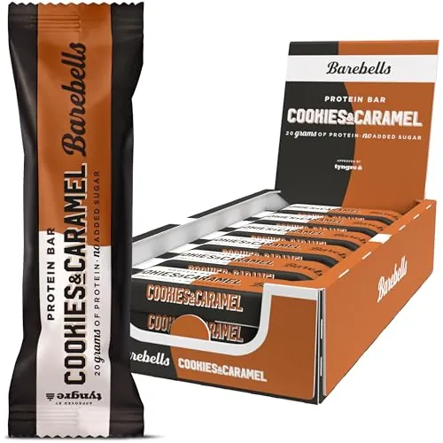 Barebells - Barritas Proteína - 20g Protein x Bar - Baja en azúcar - Baja en Calorías - Sin Aceite de Palma - Cookies & Caramel (12 Barritas x 55g)