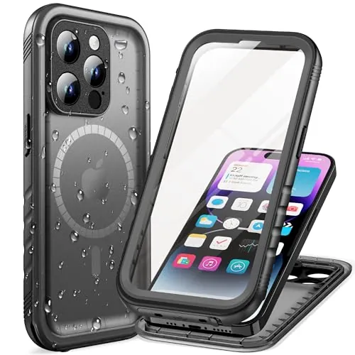 Cozycase Top Funda 360 Antigolpes Impermeable para iPhone 14 Pro MAX, Negro