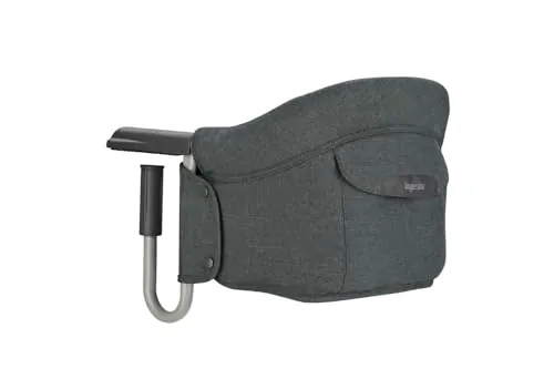 Inglesina Fast, Asiento de Mesa Plegable, Gris Oscuro (Charcoal Grey), Fácil de Transportar, Lavable, Instalación Segura, Hasta 15 kg, 35 x 27 42 cm