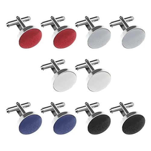 5 pares de gemelos redondos para hombre clásicos para camisa – Accesorios decorativos para ropa, ocasiones formales, reuniones de trabajo, aniversarios – 16,3 mm, metal, 16.3mm, Metal