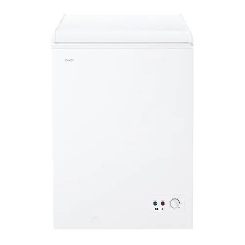 Candy CCHH 100E, Congelador Arcón Horizontal, Ancho 55CM, 97L, Tecnología Estática, 1 Cesto, Control Electrónico Externo, Indicador de Temperatura, Alarma Aumento de Temperatura, 39DB, Blanco