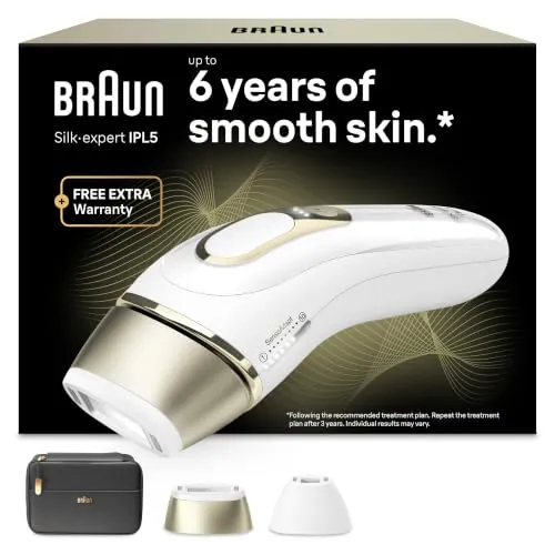 Braun Depiladora Luz Pulsada Silk-expert Pro 5, PL5140, Blanca/Dorada