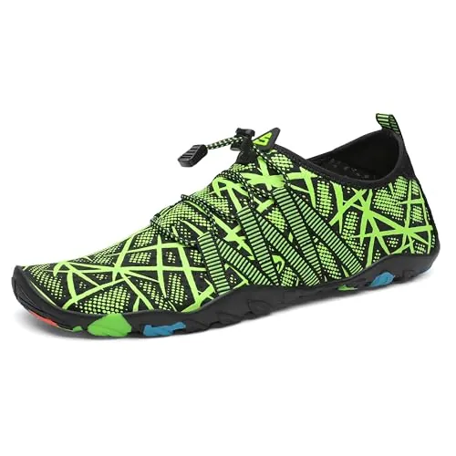 SAGUARO Zapatillas de Agua para Hombre Mujer Secado Rápido Escarpines Transpirable Antideslizantes Zapatos de Playa, Rayas Verde 42