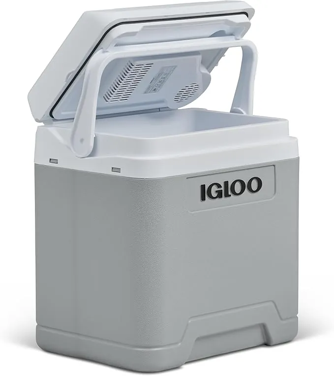 IGLOO IE27 Nevera Eléctrica, 12V y 230V, 27L – Mini Frigorífico Compacto para Coche, Camping, Viajes, Barco y Festivales – Ligera, Portátil, con Compartimento para Cables y Modo Eco/MAX