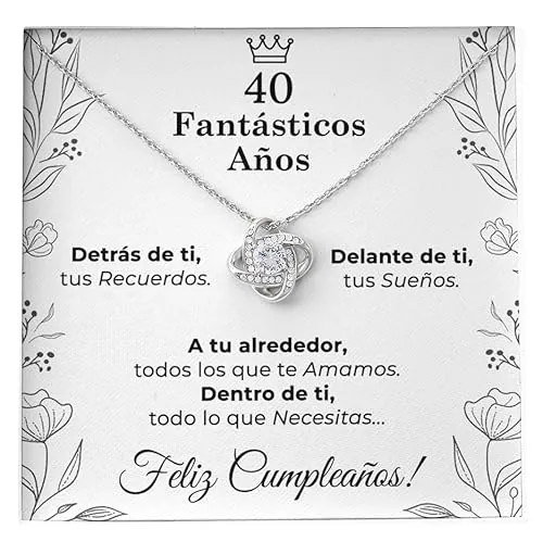 SOFIA FERRER Regalo Cumpleaños Mujer, Collar de Plata, Regalo 40 Años Mujer, Colgante y Tarjeta Dedicatoria, Regalos Originales de Cumpleaños, Hermana, Mama, Amiga (40 Años)