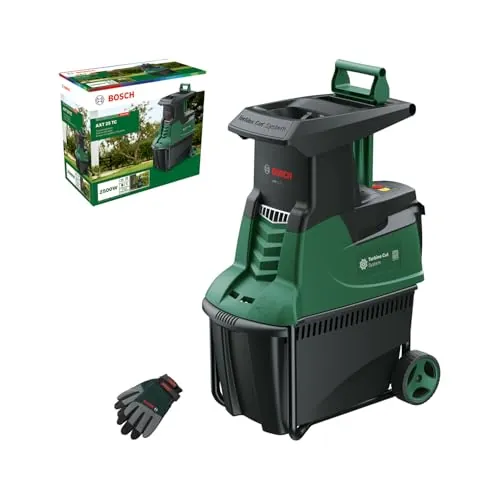 Bosch desmenuzadora de jardín con turbina AXT 25 TC (2500 W; apta para madera y residuos duros de jardín; incluye guantes de jardín; caja de recogida integrada de 53 L; en embalaje de cartón)