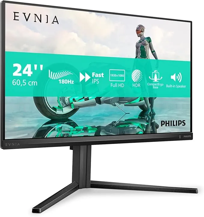 Philips 24M2N3200AM - Monitor Gaming Full HD de 24 Pulgadas, 180 Hz, 1ms GtG, FreeSync Prem., G-Sync Comp. (1920x1080, 2X HDMI, DisplayPort) Negro/Gris
