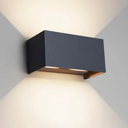Klighten 24W Aplique de Pared Interior/Exterior,Aplique de Exterior 4000K Lámparas de Pared exterior de LED con ángulo de Haz Ajustable Aplique de Pared IP65, Antracita