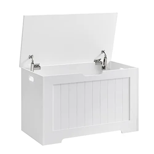 VASAGLE Puff Almacenaje, con 2 Bisagras de Seguridad, 76 x 40 x 48,5 cm