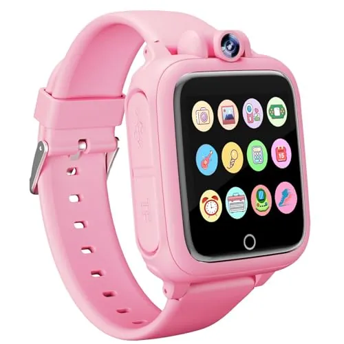 Diswoe Reloj Inteligente Niños, Smartwatch Niña 3 4 5 6 7 8 9 10 11 12 años, Regalo Niña con 14 Juegos, Cámara Giratoria de 90°, Despertador y HD Pantalla Táctil, Regalos para Niños y Niñas