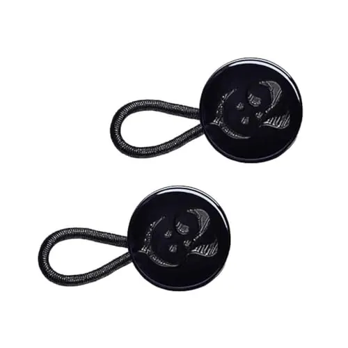 C2 Juego de 2 extensores de botones para puños/cuello de camisa, tamaño pequeña, negro - Añade 1 talla (1,75 cm) - Botones de 12,7 mm de diámetro (20L) - Extensiones para botones de puño (Pequeño)
