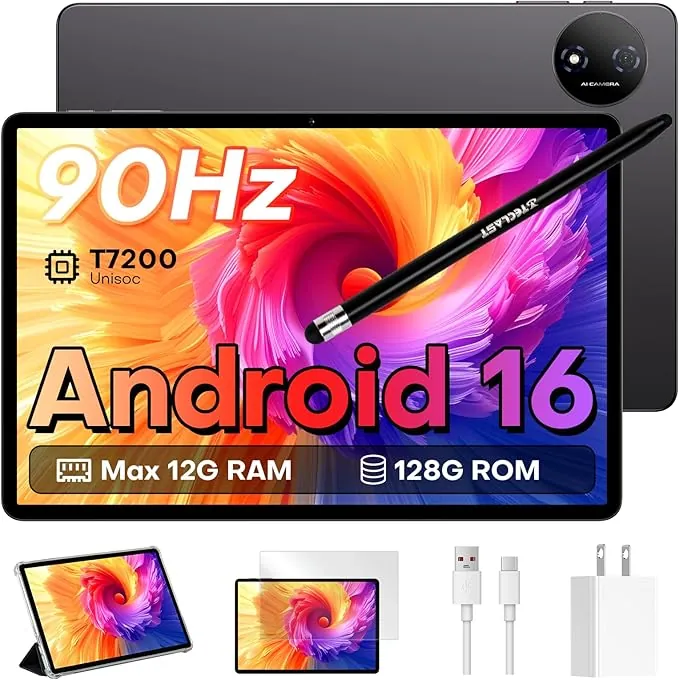 TECLAST Tablet 11 Pulgadas Android 16, Pantalla 90Hz, Octa-Core 2.0 GHz, Gemini AI, Widevine L1,12GB RAM+ 128GB ROM, 7000 mAh, 13MP + 5MP, Facial ID, 5G WiFi + BT 5.0, Tablet con Lápiz y Funda