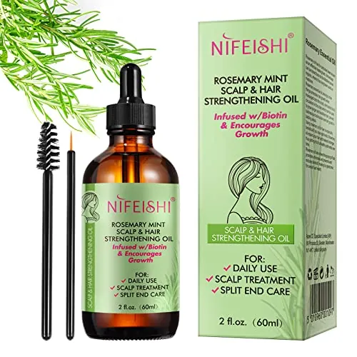 Rosemary Oil, Aceite de Romero Para el Cabello, Aceite Esencial de Romero Para la Pérdida de Cabello y el Cuidado de la Piel, Nutre el Cuero Cabelludo, Estimula el Crecimiento Del Cabello, 60 ml