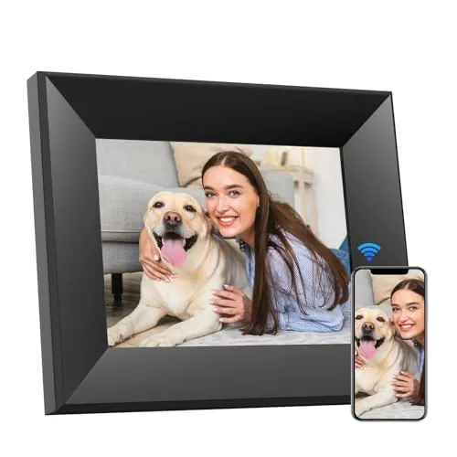 BWJBSW Marco Digital de 8 Pulgadas con WiFi, Smart Cloud, Marcos electrónicos de Madera, HD IPS, Pantalla táctil de 1280 x 800, 16 GB de Memoria, rotación automática, Compartir Fotos y vídeos con la