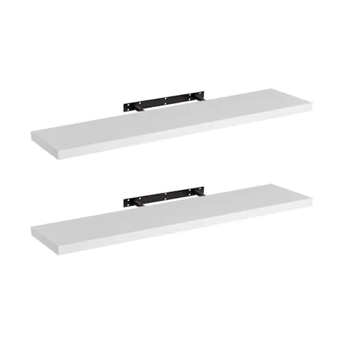 LOLAhome Set de 2 estantes de Pared flotantes Blancos de 120x23,5x3,8 cm