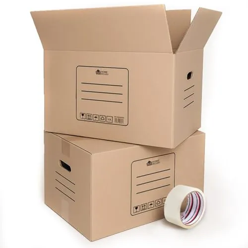 MERCURY- PACK 10/20 Cajas mudanza y Almacenaje Ultra Resistentes + Precinto, Cajas de Carton con Asas para fácil manejo,box grandes y pequeñas,Reutilizables (20 Cajas 43x30x25CM 32Litros)