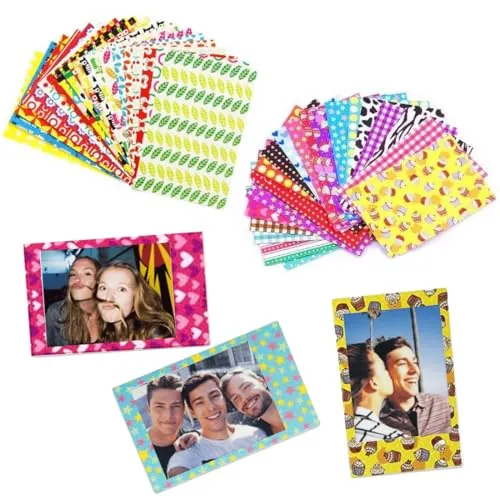 BEPSYOM 40 Piezas de Pegatinas de Borde de Foto, Pegatinas de Marco de película fotográfica compatibles con Mini 9/8/7S/70/26/50S/90/40/11/12 cámara instantánea (Coloridas)