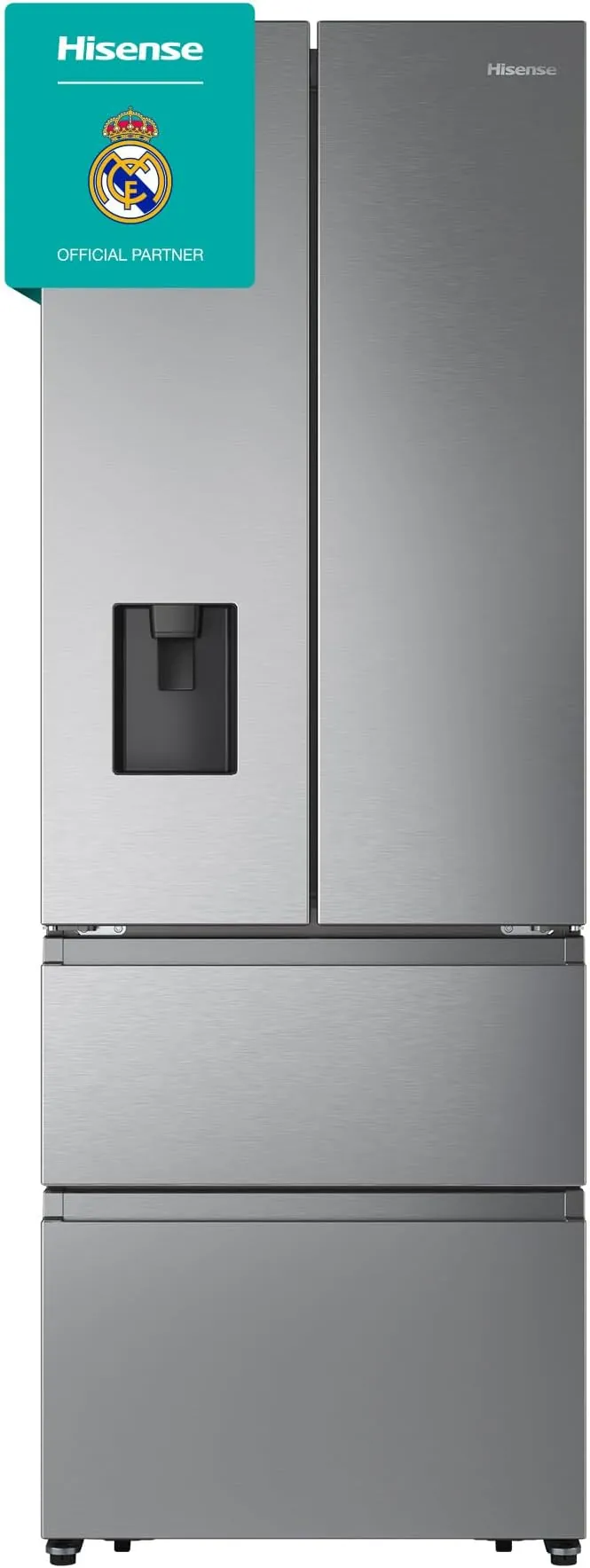 Hisense RF632N4WIE - Frigorífico Combi No Frost Inox Puerta Francesa, Con dispensador, No Frost, 2 Metros,Cajón, 337Litros, Sistema de flujo de aire, Acabado Inox, 485 litros