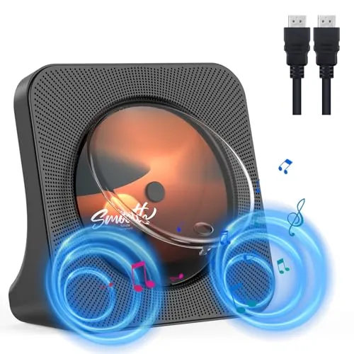 KOVCDVI Reproductor de CD DVD de sobremesa con Altavoces Reproductor DVD HDMI Reproductores CD Bluetooth con Mando a Distancia Cubierta de Polvo Radio FM Temporizador Puerto de Auriculares USB AUX