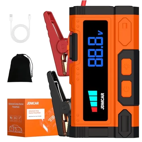 JDMCAR Arrancador de Baterias Coche - 3 en 1 con Pantalla LCD