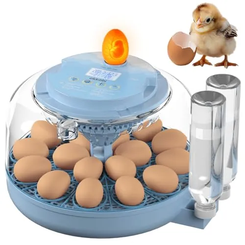 Incubadora Automática 18 Huevos con Giro y Control de Humedad, Visor 360