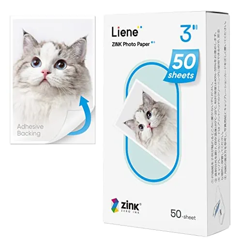 2x3' Zink 50 Hojas Papel Fotográfico con Respaldo Adhesivo, Prueba de Agua,Resistente,Las Manchas, Compatible para Liene Pearl K100 Mini Impresora Fotos Movil, Papel Fotos Instantáneopara Clipart