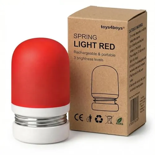 Toys4Boys Luz Nocturna Infantil Roja Para Dormir 620 nm- Lámpara de Noche Led Suave Para Mesita, Habitación de Niños o Bebés - Luz Quitamiedos Ergonómica Que no Interfiere Con la Melatonina