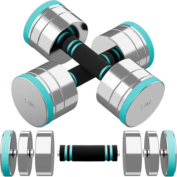 Dripex Mancuernas Ajustables de Acero de 2,5 kg 5 kg 7,5 kg 10 kg 15 kg 25 kg Pesas y Mancuernas con Mango de Espuma para Levantamiento de Pesas Fitness en casa y Gimnasio