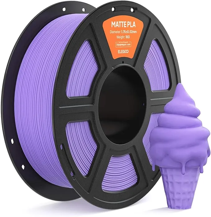 ELEGOO Filamento PLA MATE 1.75 1KG Violeta Lavanda, Filamento para Impresora 3D, Precisión Dimensional +/- 0.02mm, Carrete Filamento 3D, para Mayoría Impresoras 3D